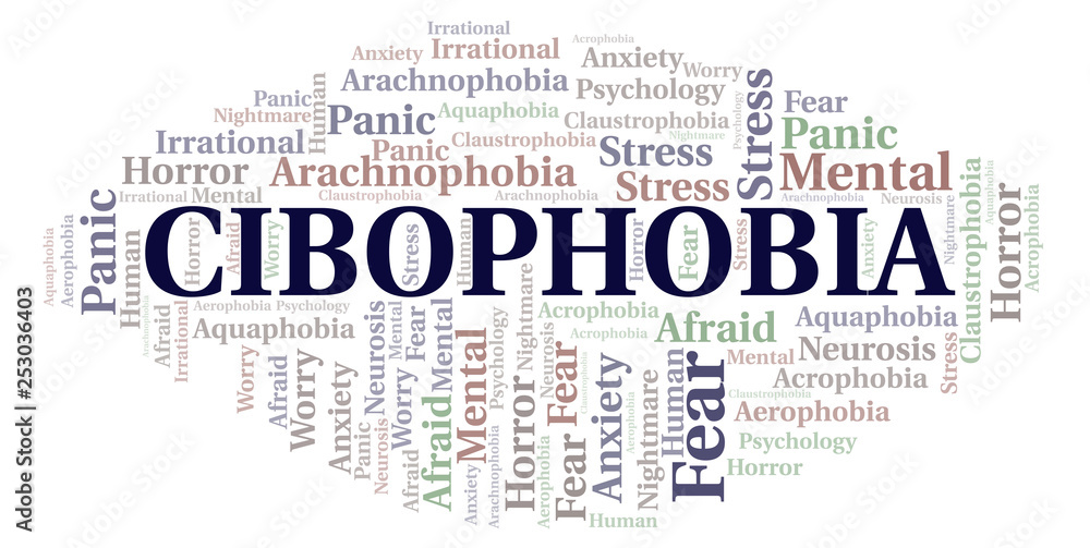 Obraz premium Cibophobia word cloud.