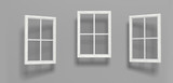 white wooden windows isolated on grey