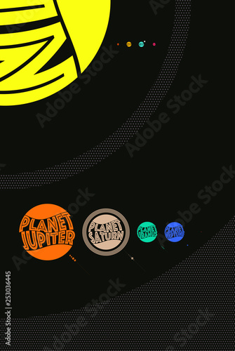 graphic design illustration of the solar system pop colors
