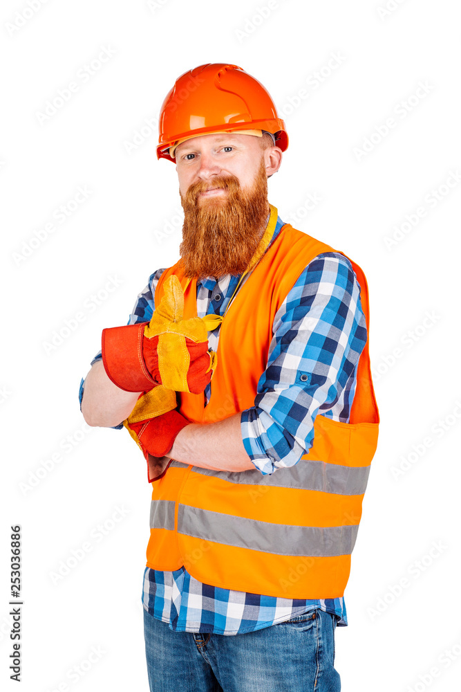 male builder with helmet over white wall background. repair, construction, building, people and maintenance concept. male builder with helmet over white wall background. repair, construction, building, people and maintenance concept.