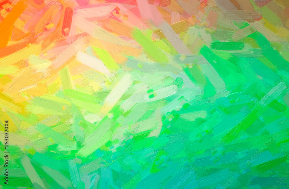 Abstract illustration of green Oil Paint with big brush background