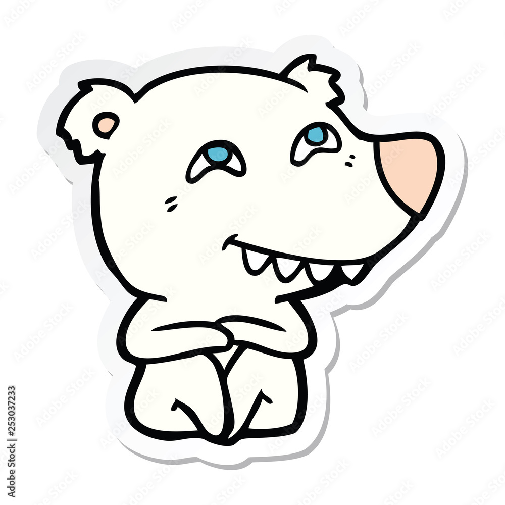 sticker of a cartoon polar bear showing teeth sticker of a cartoon polar bear showing teeth