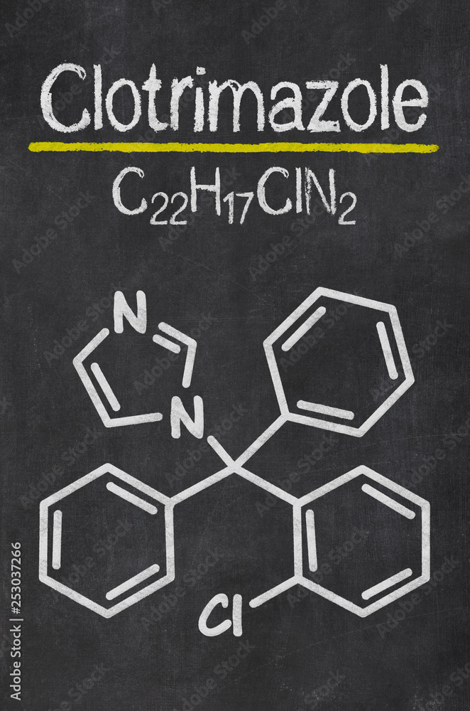 Blackboard with the chemical formula of Clotrimazole Stock Illustration ...