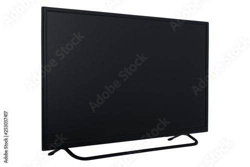  View of widescreen internet tv monitor isolated on white background