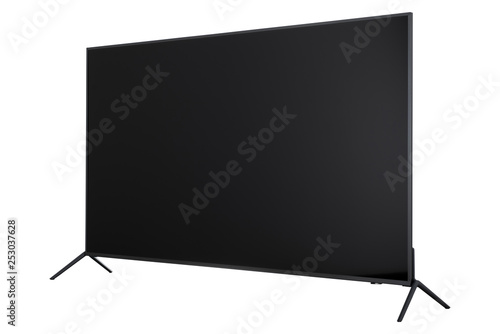 Frontal view of widescreen internet tv monitor isolated on white background