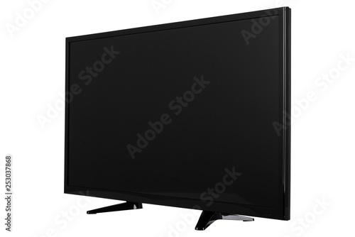  View of widescreen internet tv monitor isolated on white background