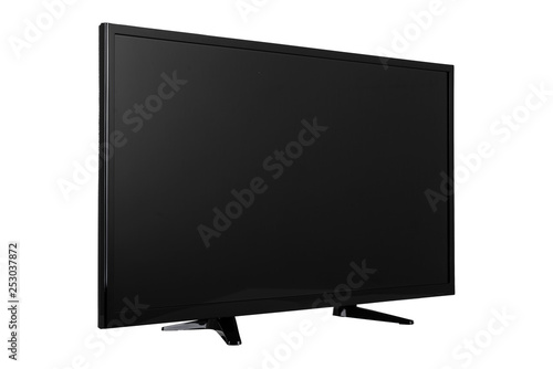  View of widescreen internet tv monitor isolated on white background