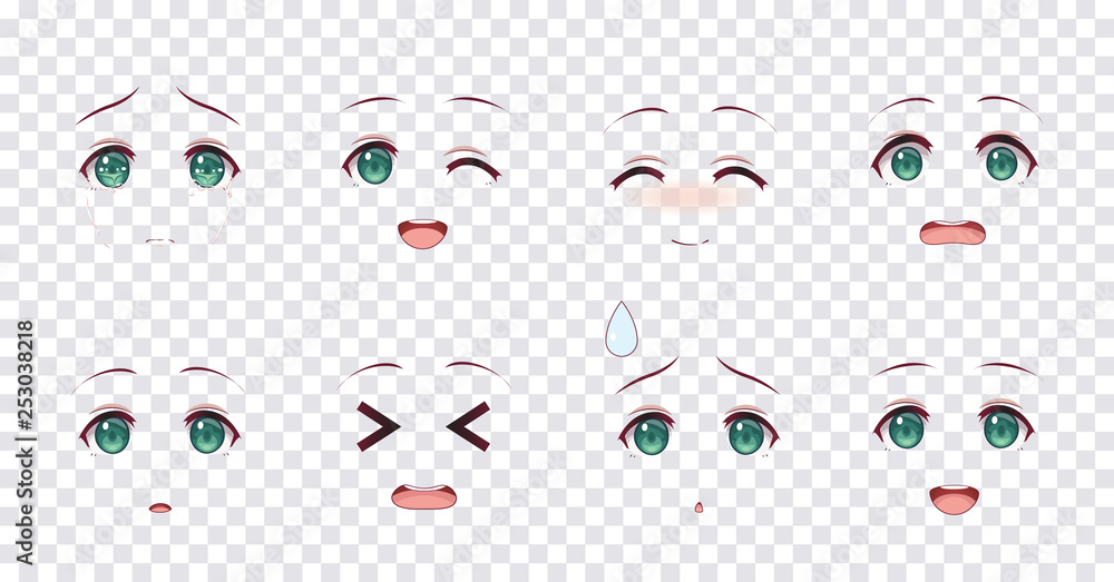 Premium Vector  Cute anime girls eyes. manga face expressions