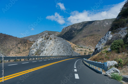 view of a road running through a mountain landscape in Mexico photo