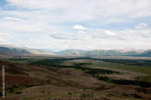 Landscape views of the Kurai valley in the Altai mountains