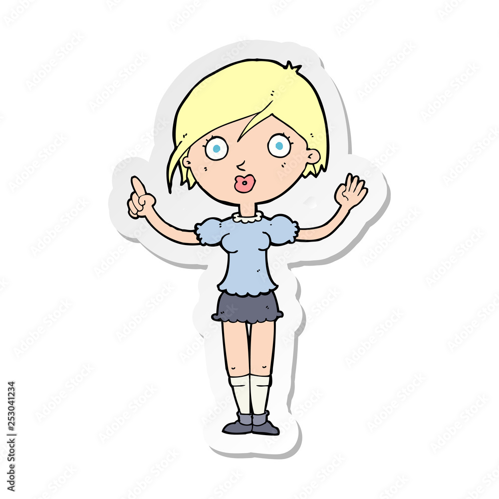 sticker of a cartoon girl asking question sticker of a cartoon girl asking question