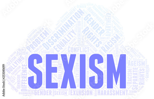 Sexism - type of discrimination - word cloud. photo