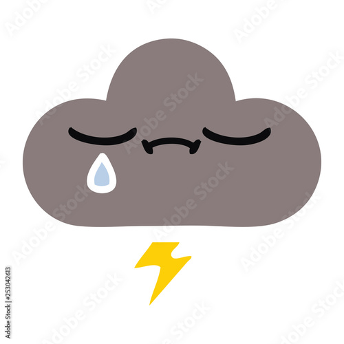 flat color retro cartoon storm cloud