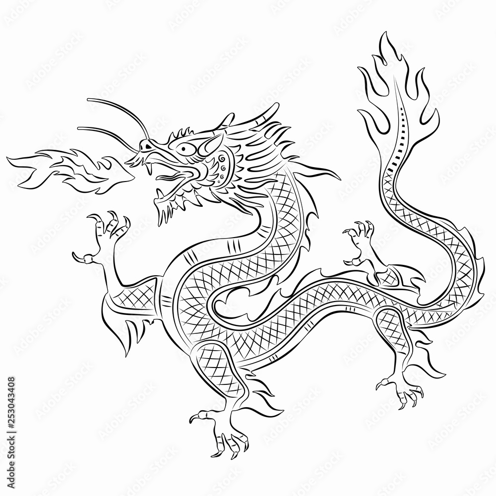 illustration of chinese dragon , vector draw Stock Vector | Adobe ...