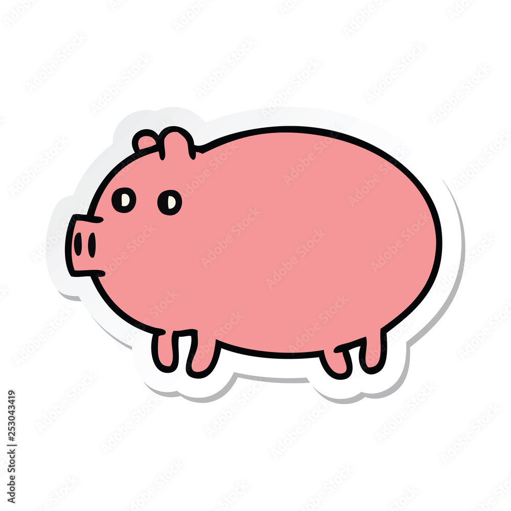 sticker of a cute cartoon fat pig sticker of a cute cartoon fat pig