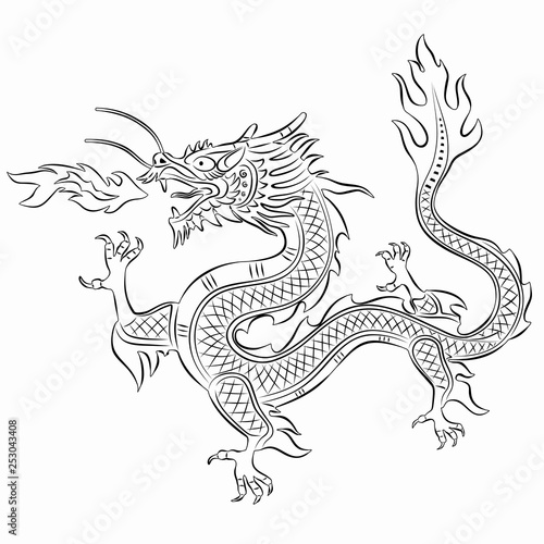 illustration of chinese dragon , vector draw