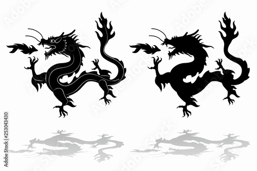 silhouette of chinese dragon   vector draw