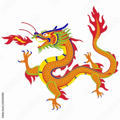 illustration of chinese dragon , vector draw