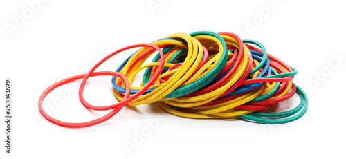 Colorful rubber bands isolated on white background