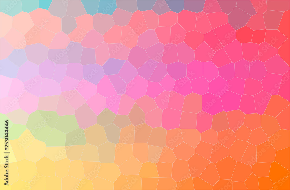 Abstract illustration of orange, pink, purple, red Middle size Hexagon background Abstract illustration of orange, pink, purple, red Middle size Hexagon background