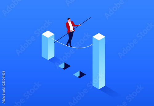 Businessman keeps balance across risk areas