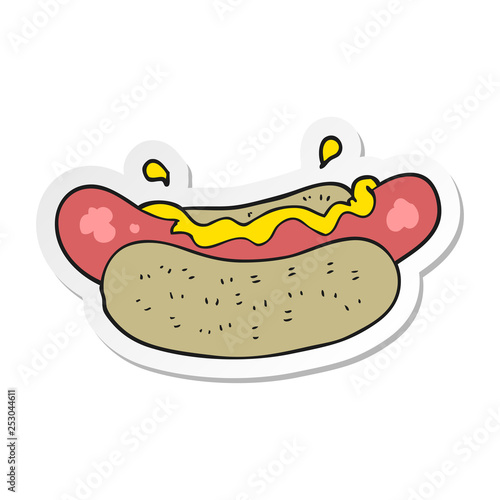 sticker of a cartoon hotdog