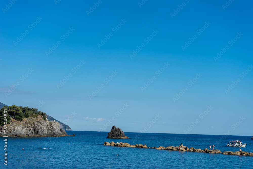 Italy, Cinque Terre, Monterosso, a boat on a body of water