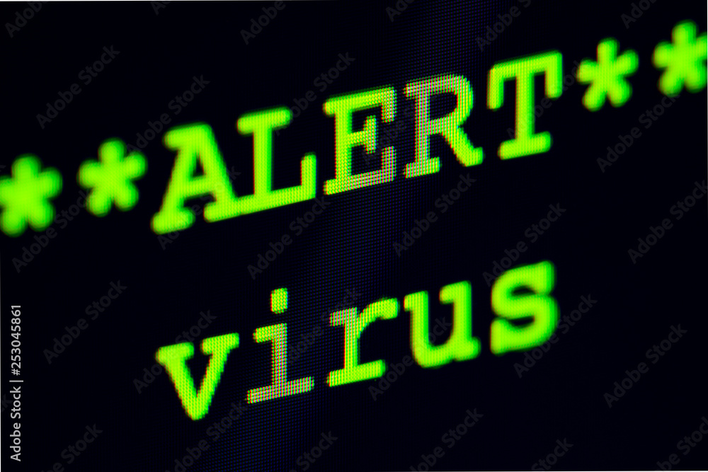 Computer screen with virus alert. Computer screen with virus alert.