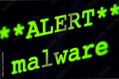Computer screen with malware alert.