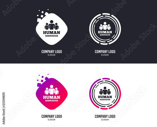 Logotype concept. Human resources sign icon. HR symbol. Workforce of business organization. Group of people. Logo design. Colorful buttons with icons. Vector