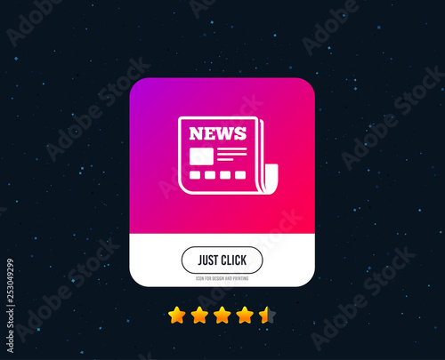 News icon. Newspaper sign. Mass media symbol. Web or internet icon design. Rating stars. Just click button. Vector