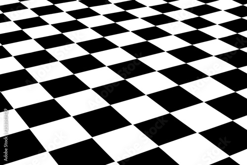 black and white surface at an angle in the form of a chessboard.