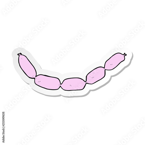 sticker of a cartoon string of sausages