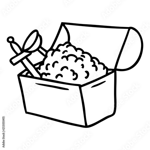 line drawing doodle of a treasure chest