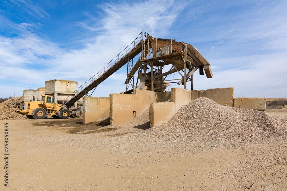 Fototapeta premium Quarry stone river or pebble for its transformation into sand