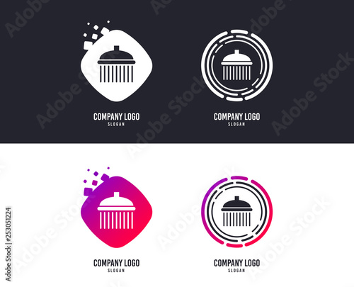 Logotype concept. Shower sign icon. Douche with water drops symbol. Logo design. Colorful buttons with icons. Vector