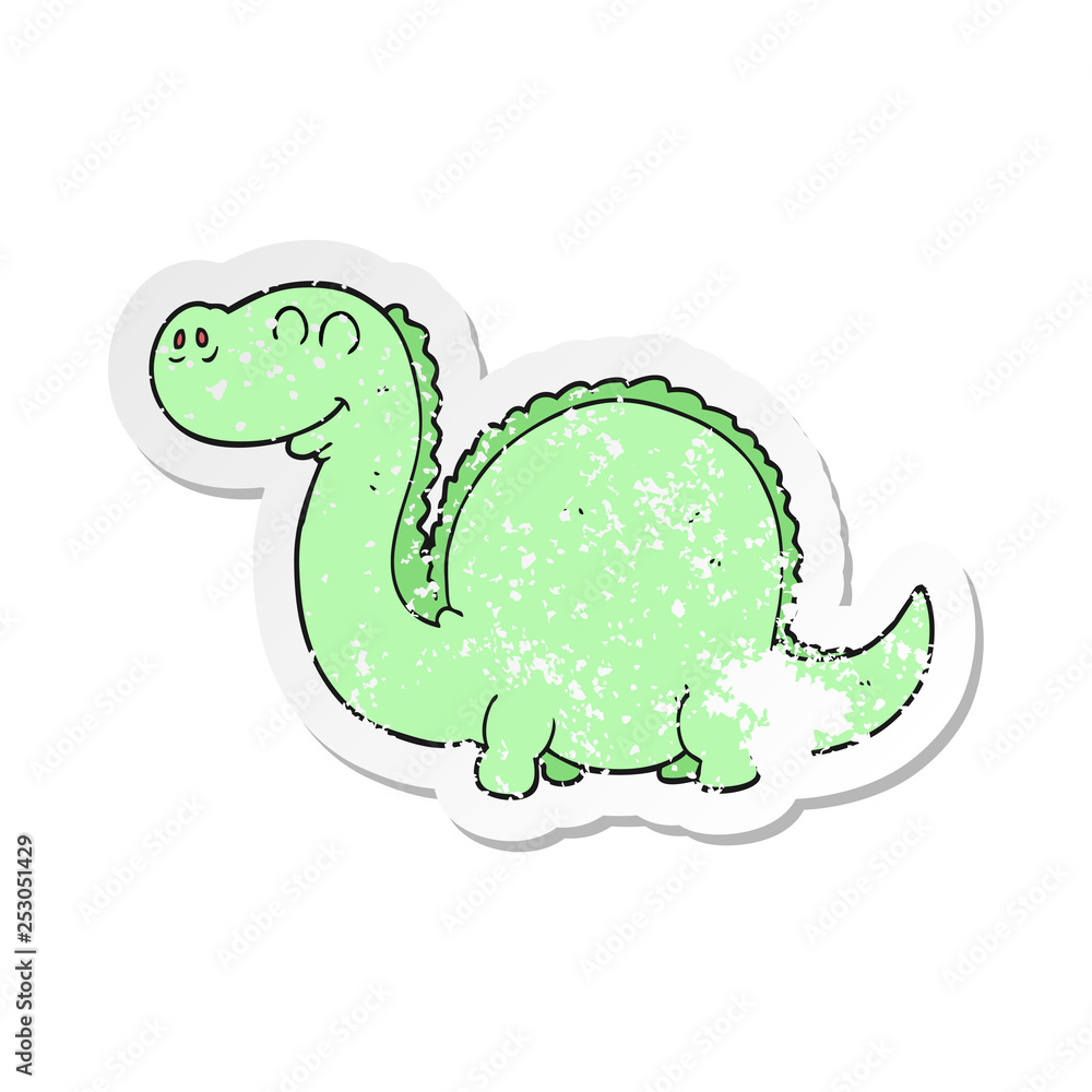 Naklejka premium retro distressed sticker of a cartoon dinosaur