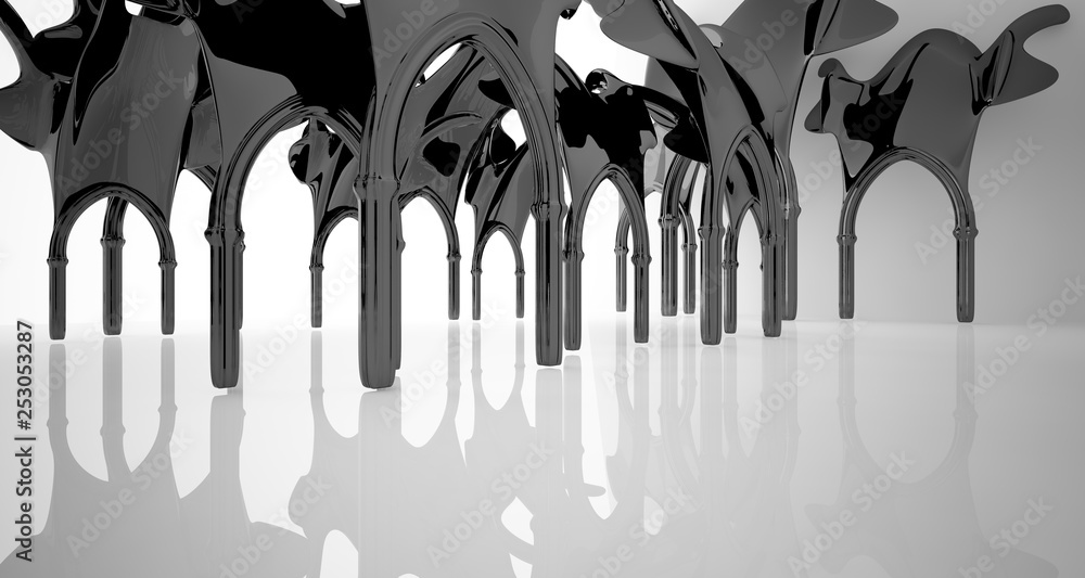 Abstract white and black gothic smooth interior. 3D illustration and rendering. Abstract white and black gothic smooth interior. 3D illustration and rendering.