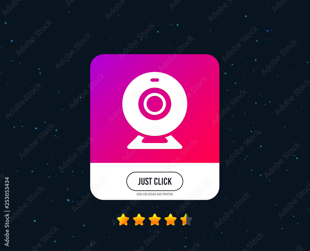 Webcam sign icon. Web video chat symbol. Camera chat. Web or internet icon design. Rating stars. Just click button. Vector Webcam sign icon. Web video chat symbol. Camera chat. Web or internet icon design. Rating stars. Just click button. Vector