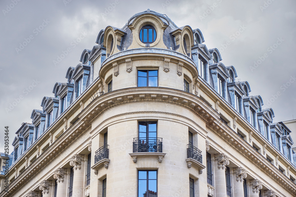 Facade building in Paris. France