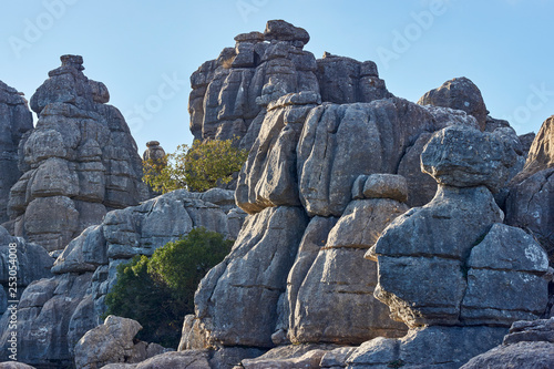Limestone formations in the Torcal of Antequera. Antequera, Malaga. Spain