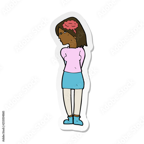 sticker of a cartoon brainy woman