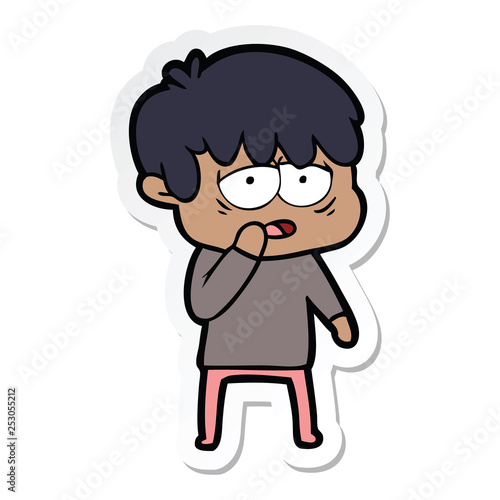 Wallpaper Mural sticker of a cartoon exhausted boy Torontodigital.ca