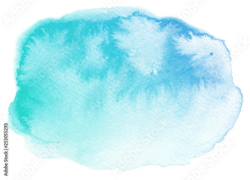 Abstract blue watercolor fill with strains on white background