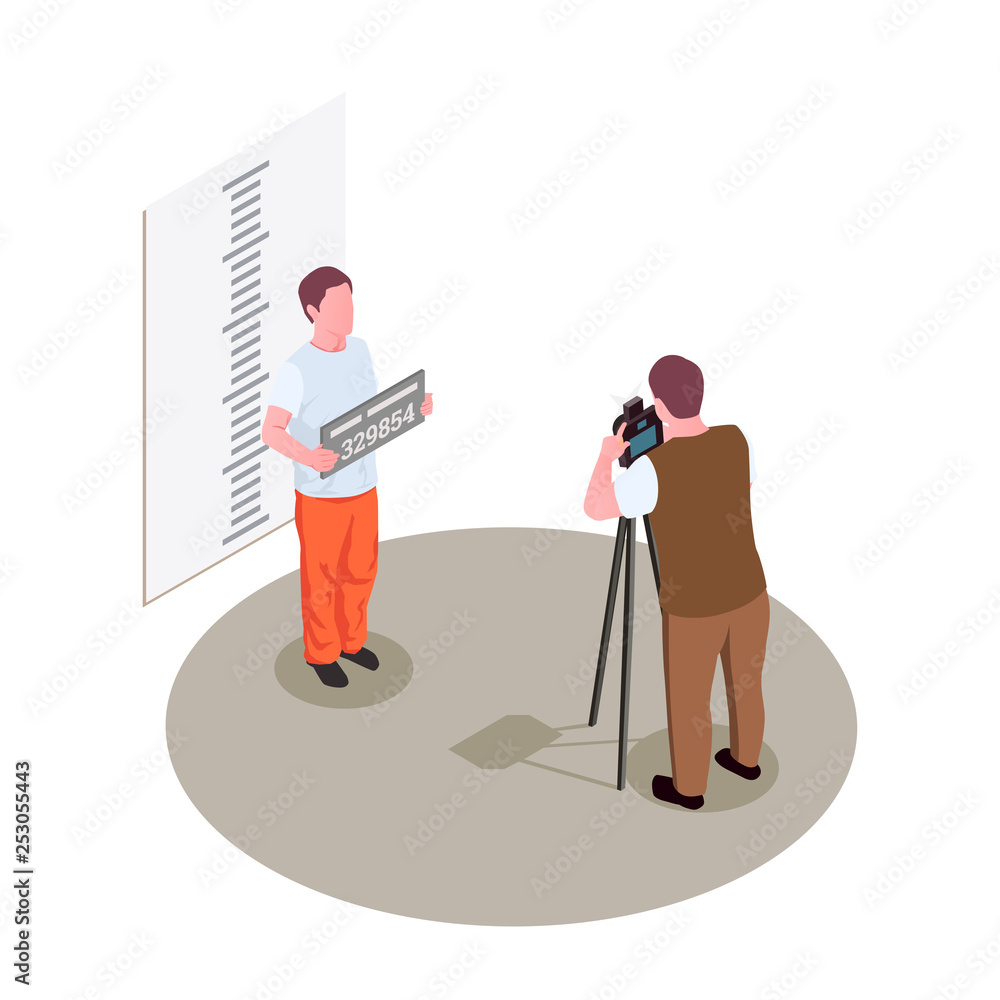 Fototapeta premium Prison Jail Isometric Composition 