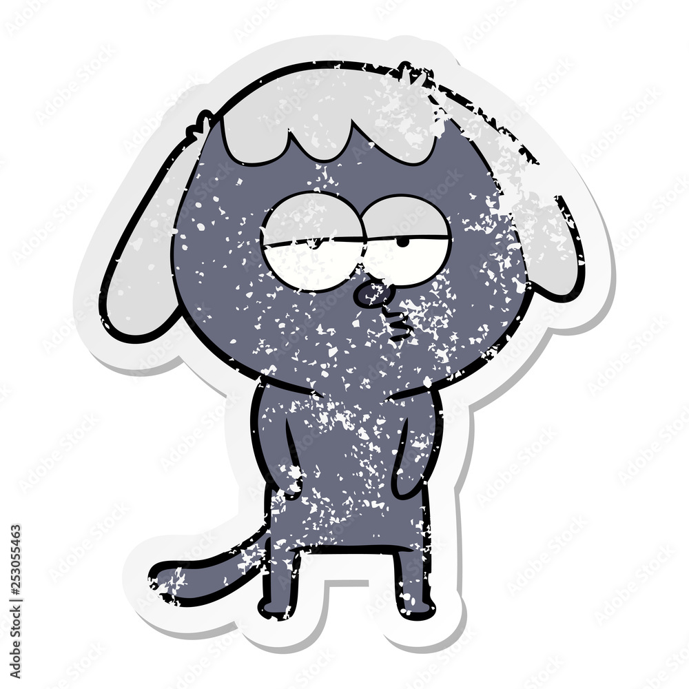Obraz premium distressed sticker of a cartoon tired dog
