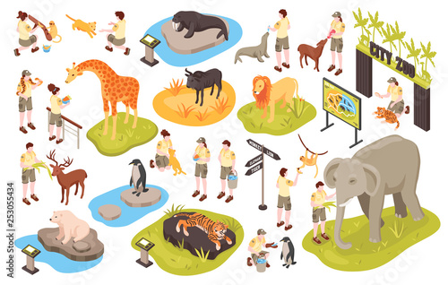 Isometric Animal Park Set