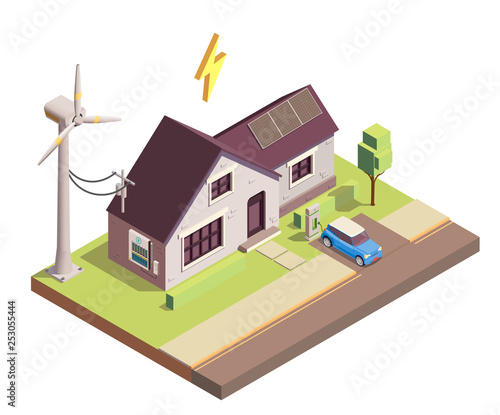  Green Energy Isometric Composition 