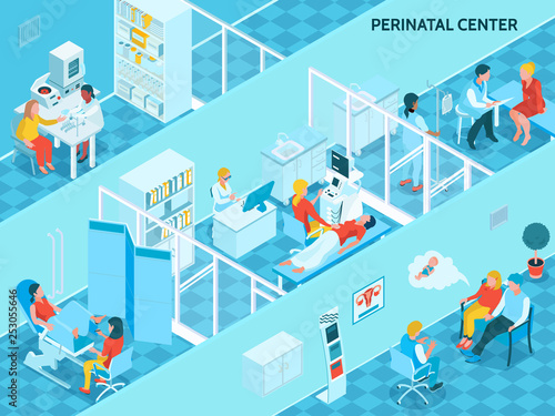Gynecology And Pregnancy  Isometric Background