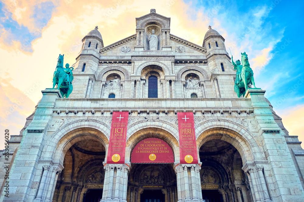 Naklejka premium View from the river sign of the Montmartre church